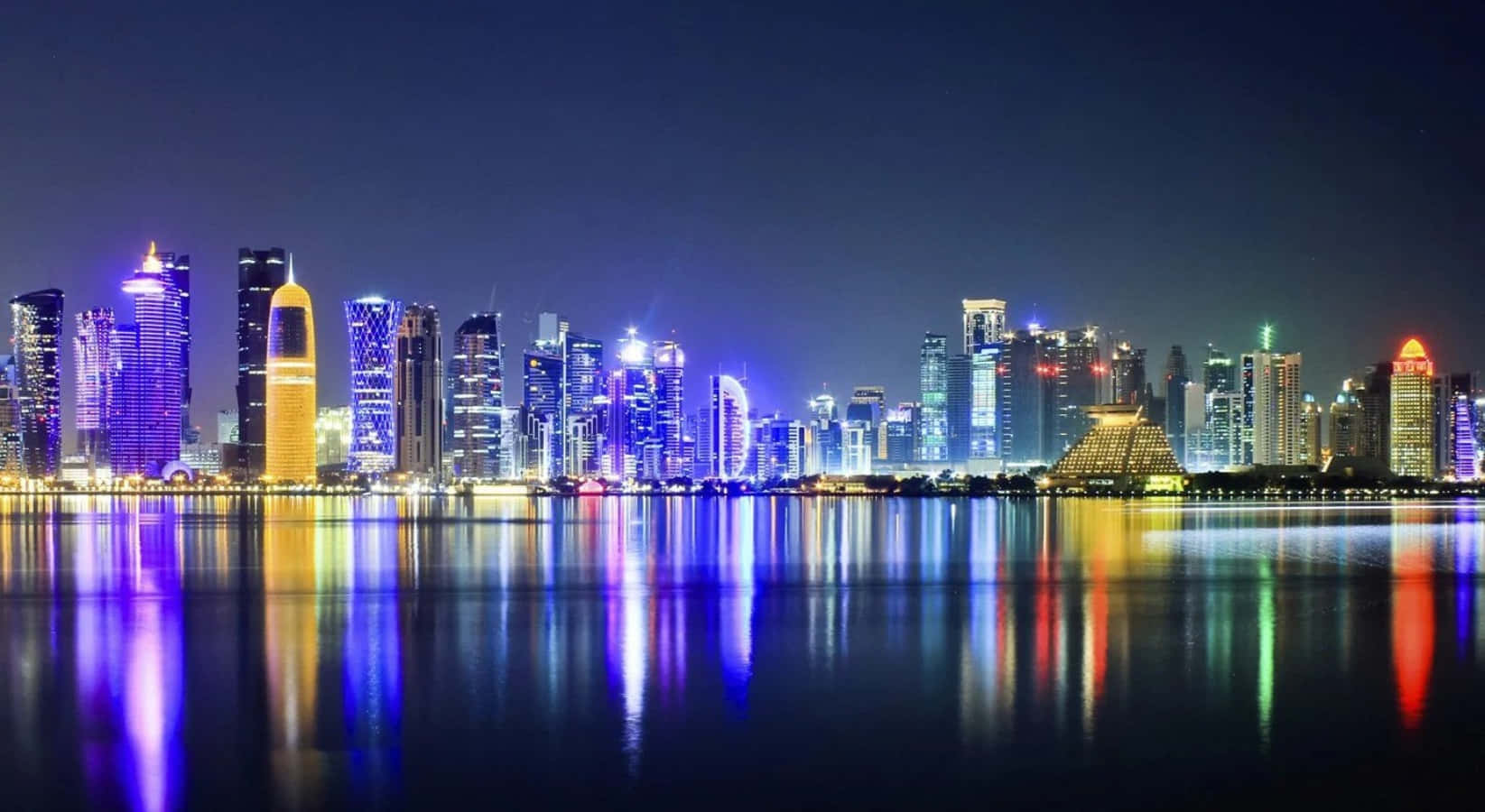 Vivacious Qatar skyline along the waterfront