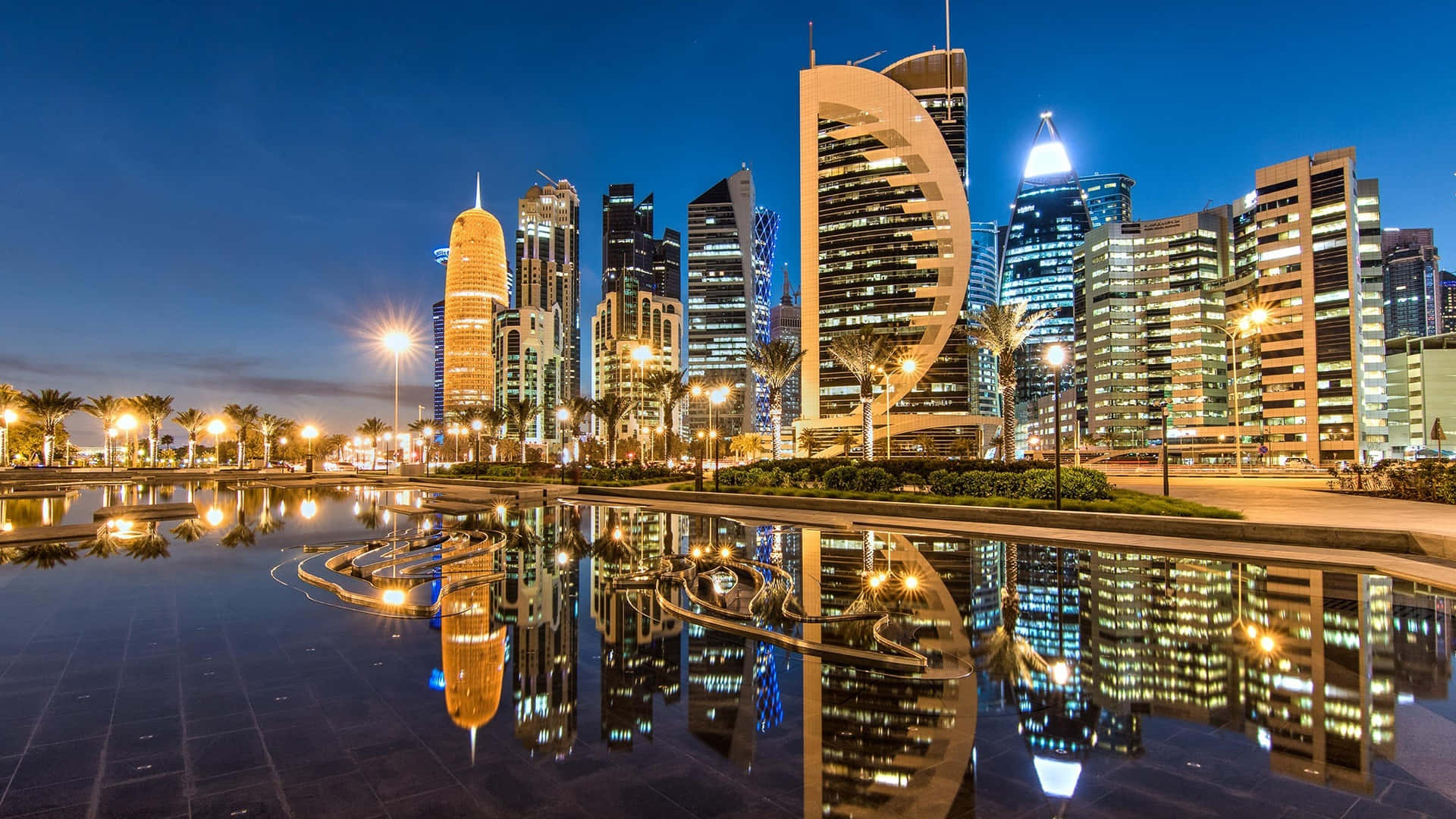 Entdeckedie Wunderschöne Skyline Von Katar