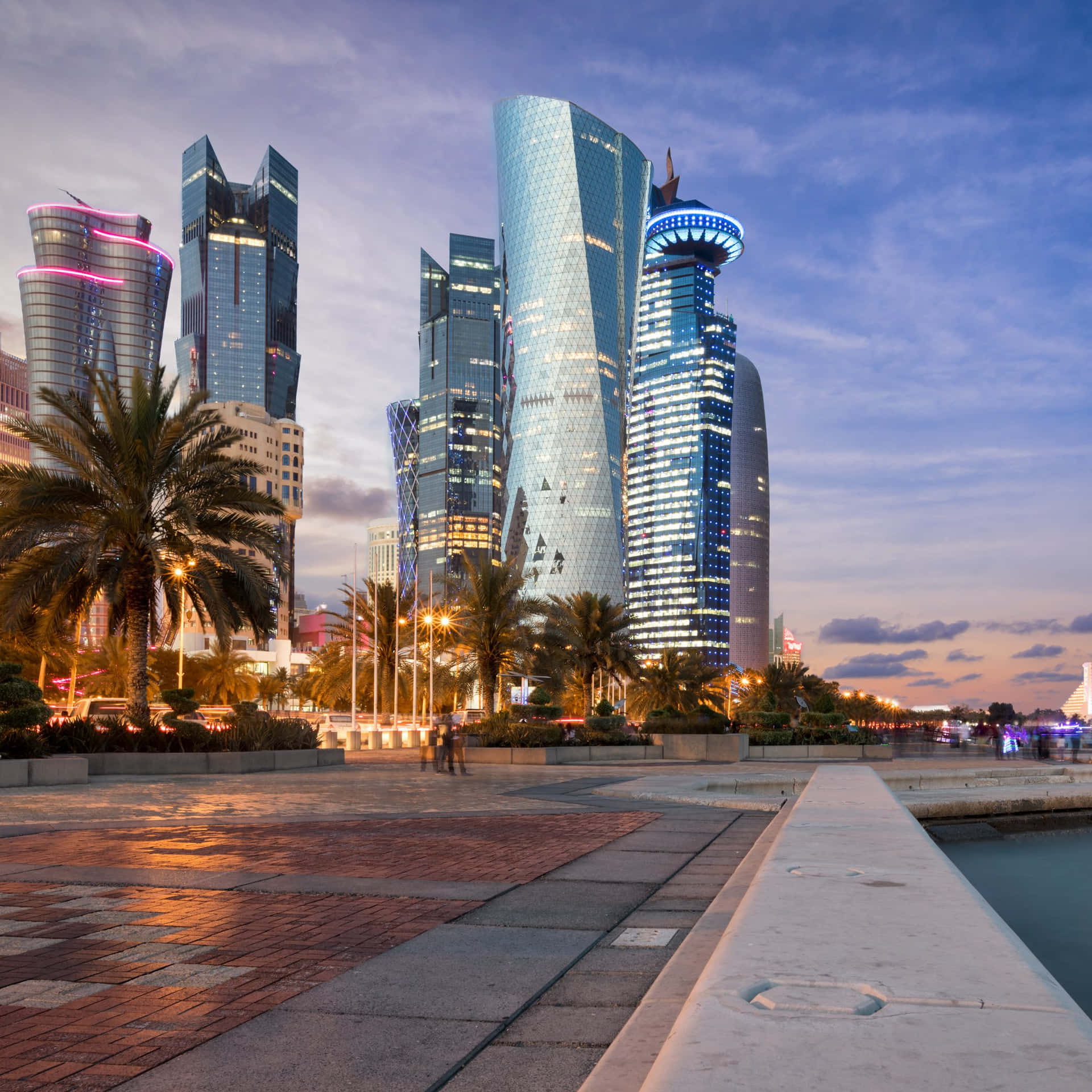 Silhouettedel Panorama Di Doha In Qatar