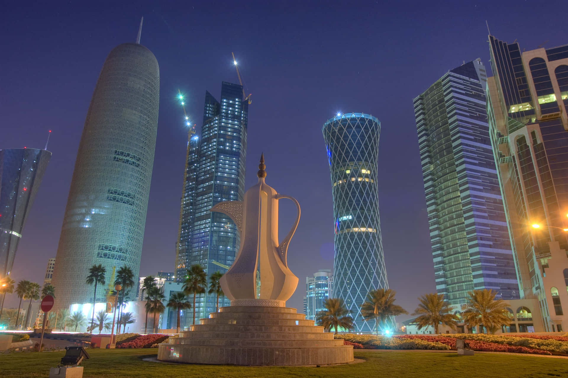 Denmoderne Skyline I Doha, Qatar