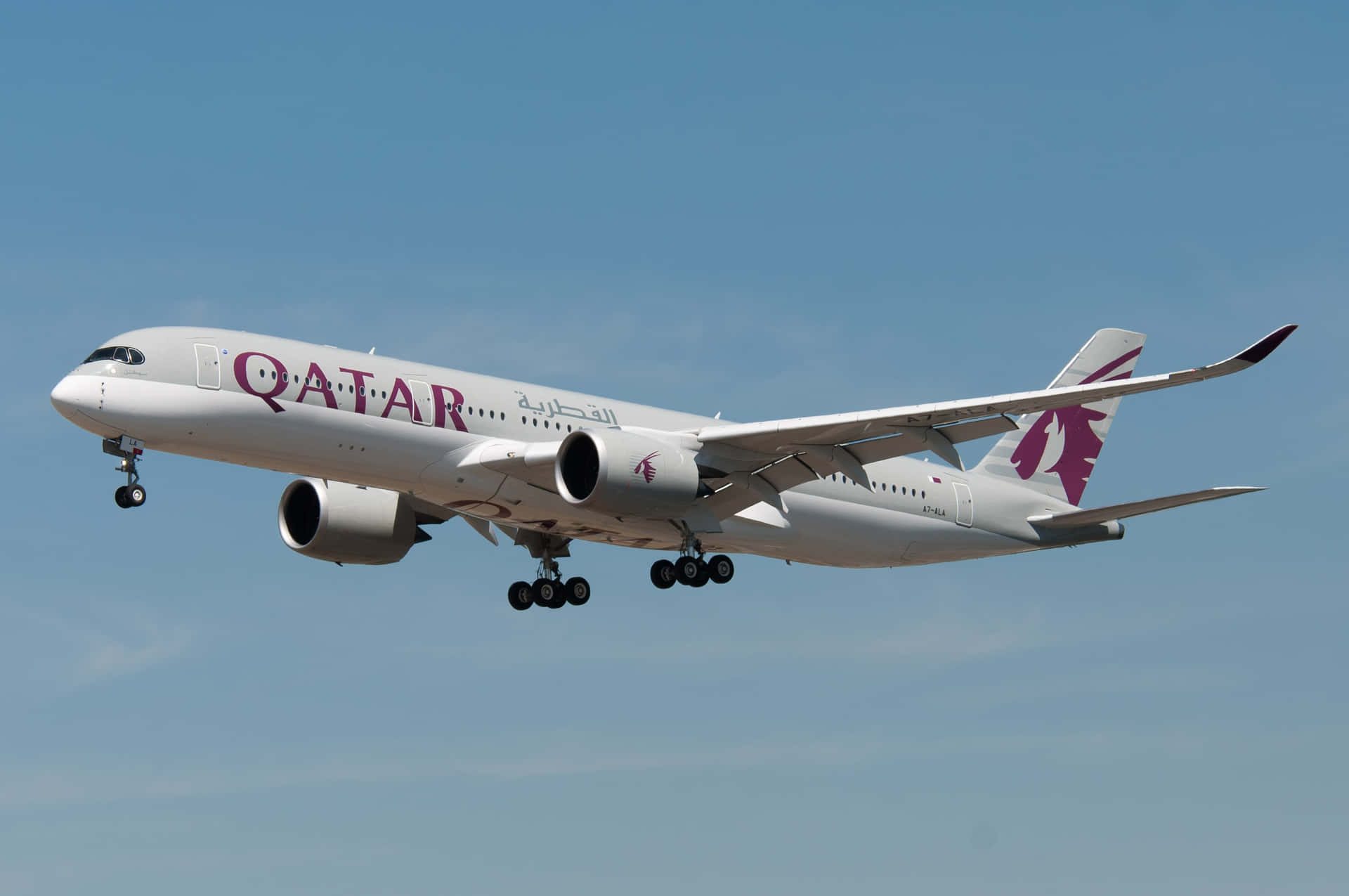 Download Qatar Airways A350 Midflight Wallpaper | Wallpapers.com