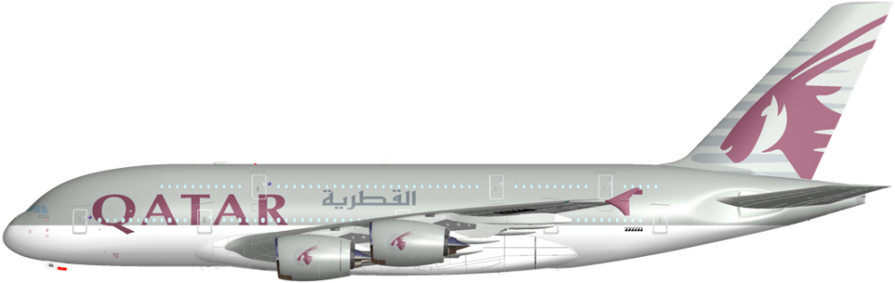 Qatar Airways Aircraft Side View PNG