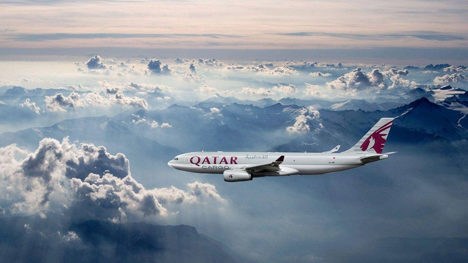 Download Qatar Airways Plane Blue Sky Wallpaper 