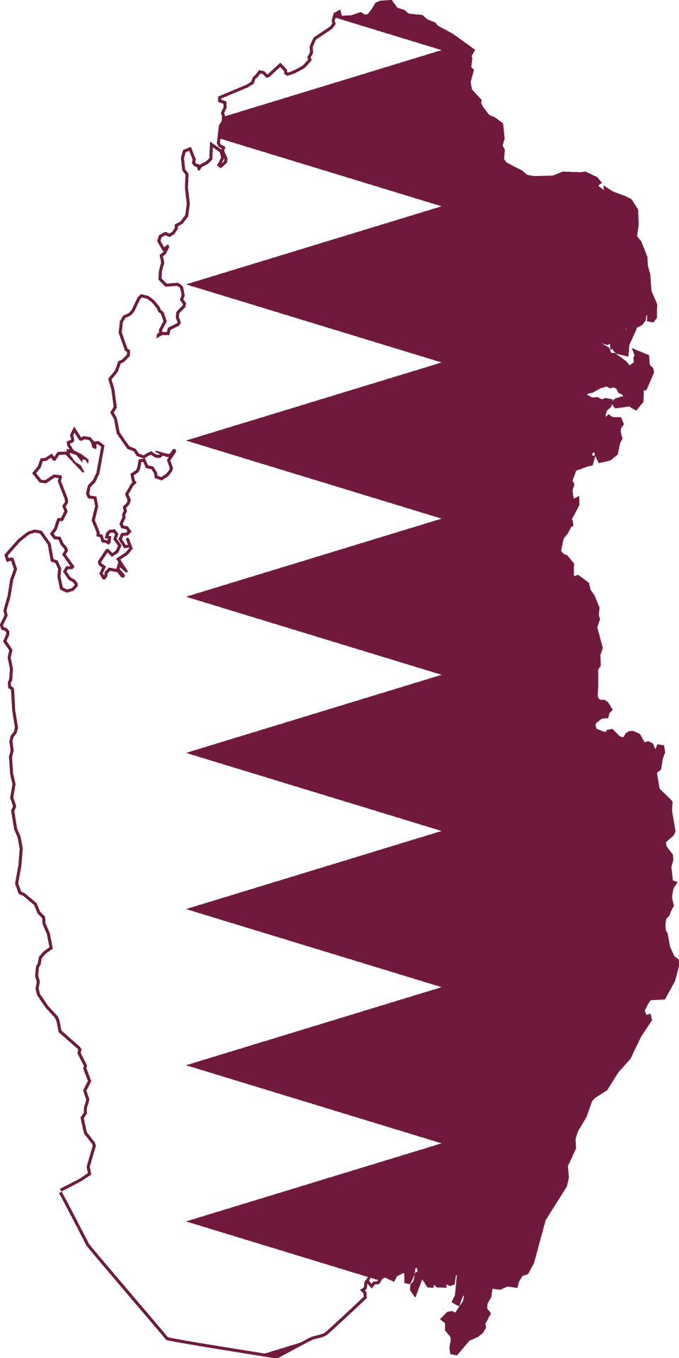 Qatar Map Outline Maroon White PNG