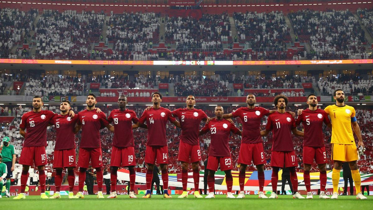 Qatarnationals Fotbollslags Uppställning. Wallpaper