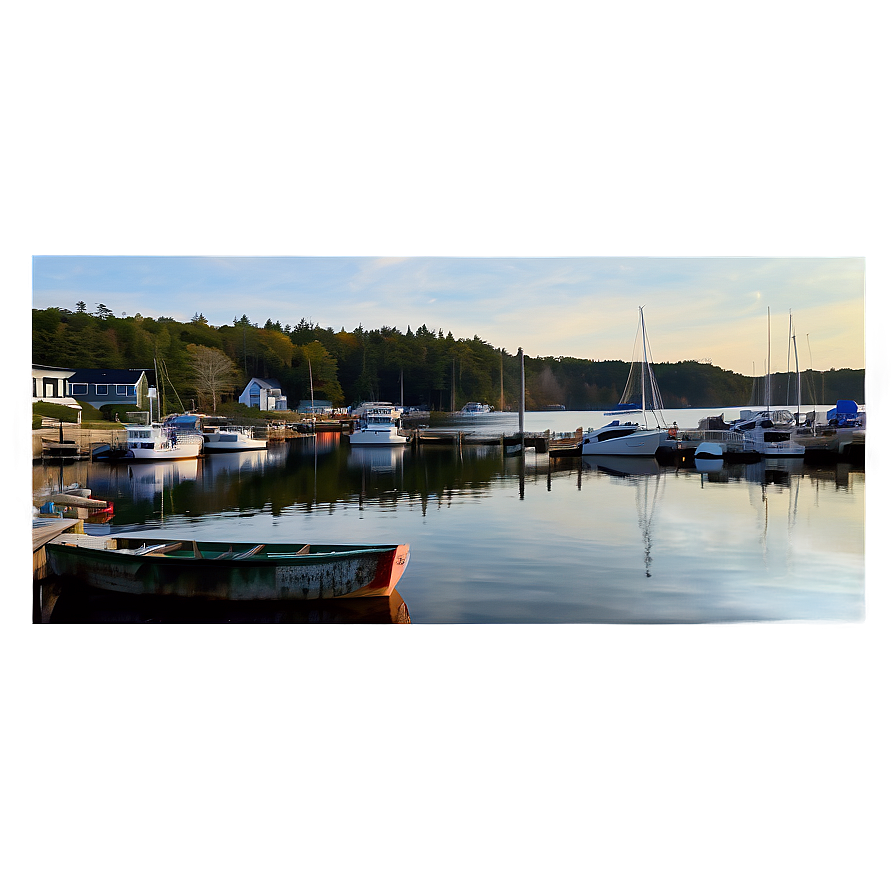 Quaint Maine Fishing Harbor Png Qie PNG