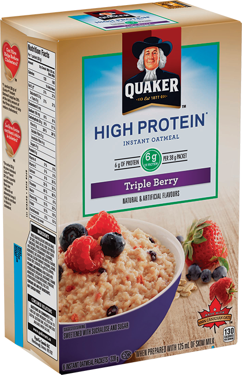 Quaker High Protein Triple Berry Oatmeal Box PNG