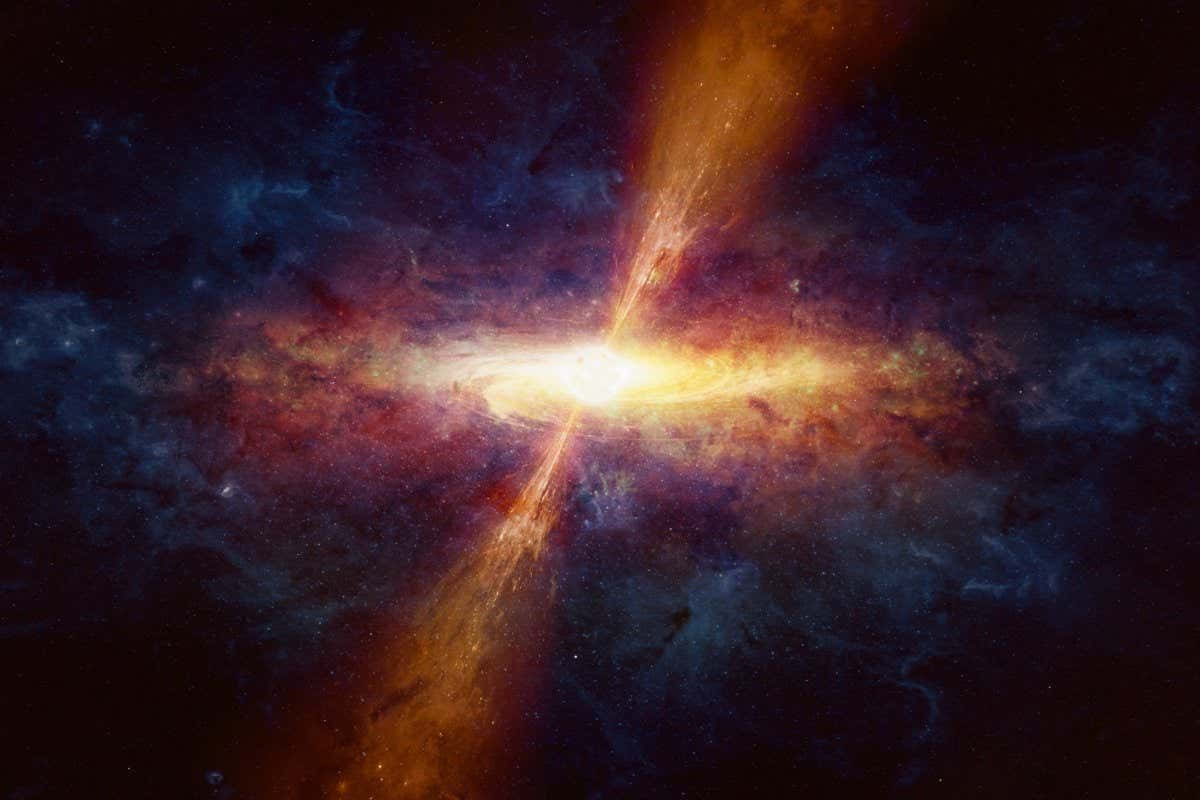 Caption: Stunning Quasar in Deep Space Wallpaper
