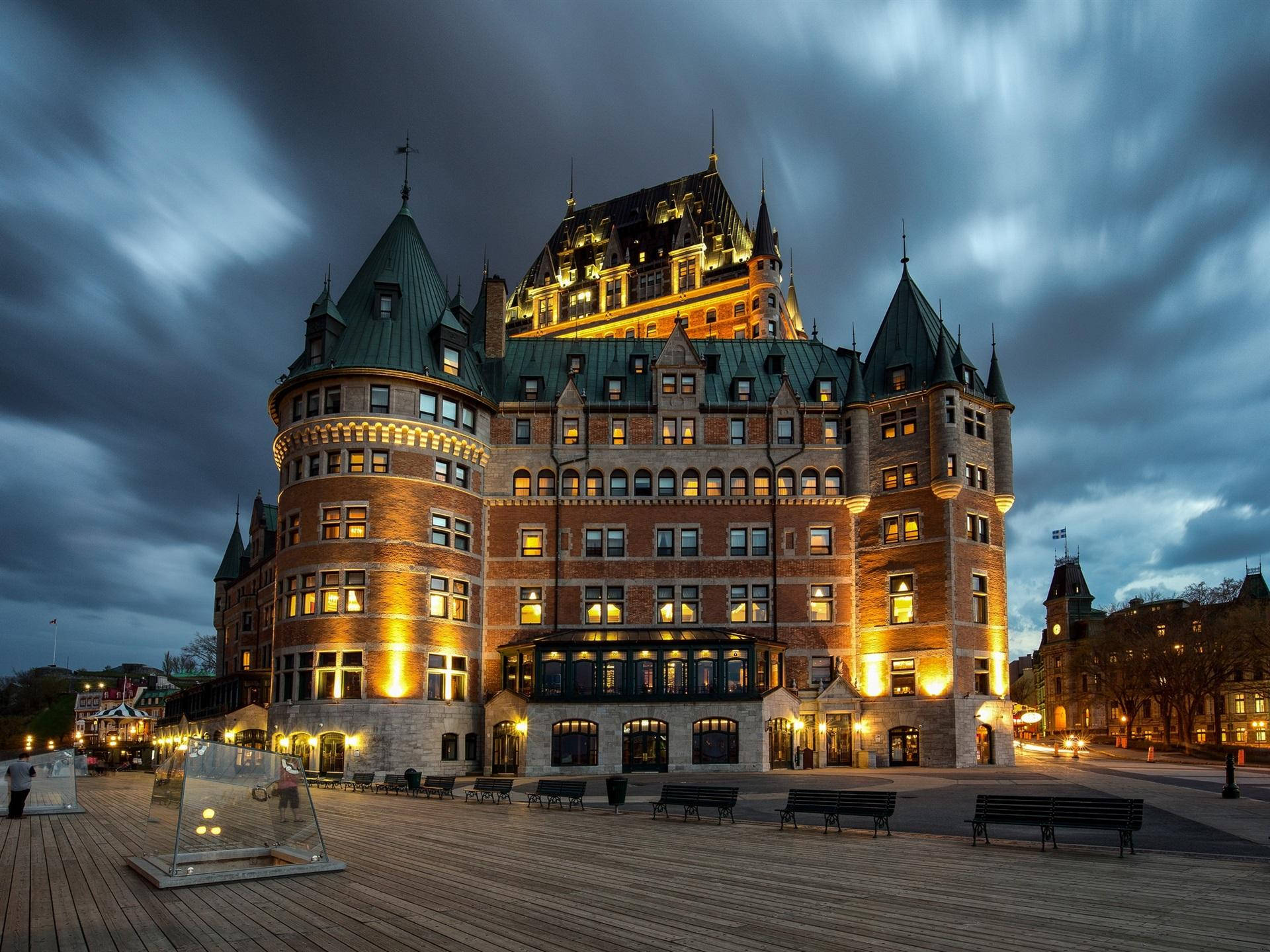 Quebec City Castle Clouds Wallpaper