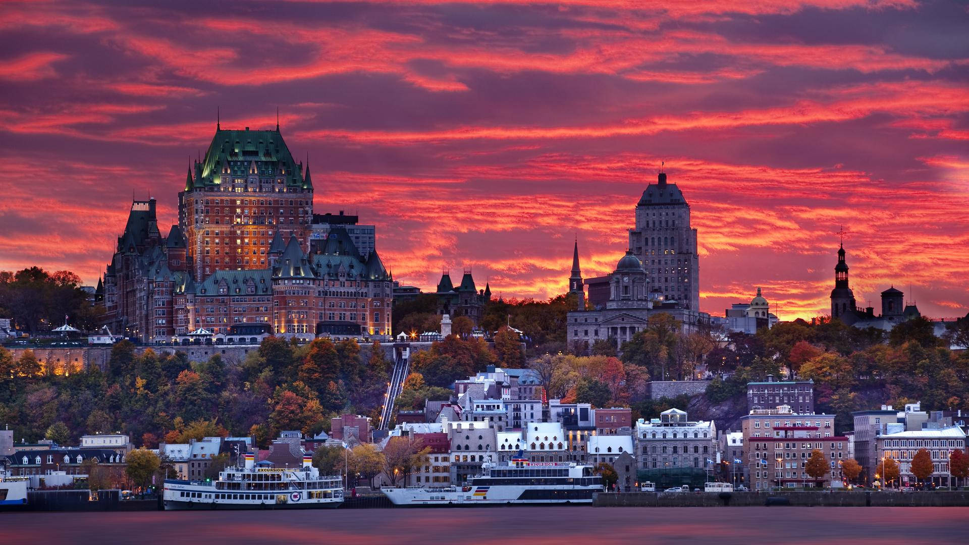 Quebeccity Rött Solnedgång Wallpaper