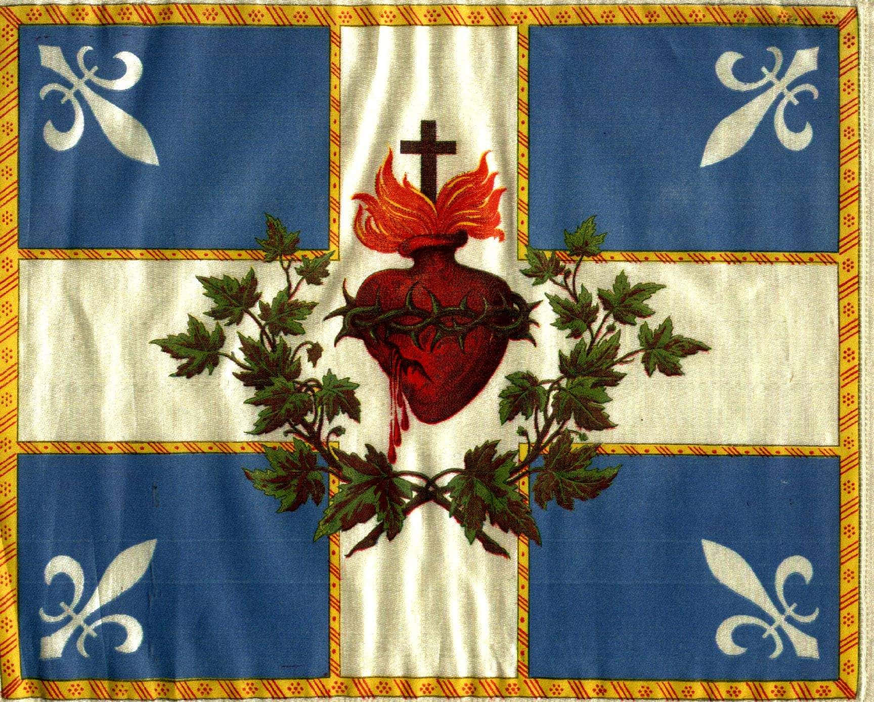 Quebecin Fleur-de-lis -lippu Pyhän Sydämen Kanssa Taustakuva