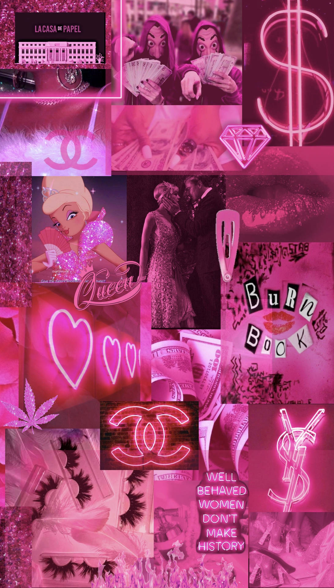 Queen Baddie Vibes In Neon Pink Wallpaper