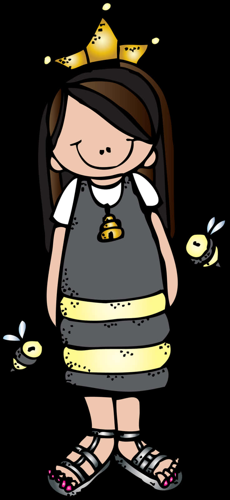 Queen Bee Cartoon Character PNG