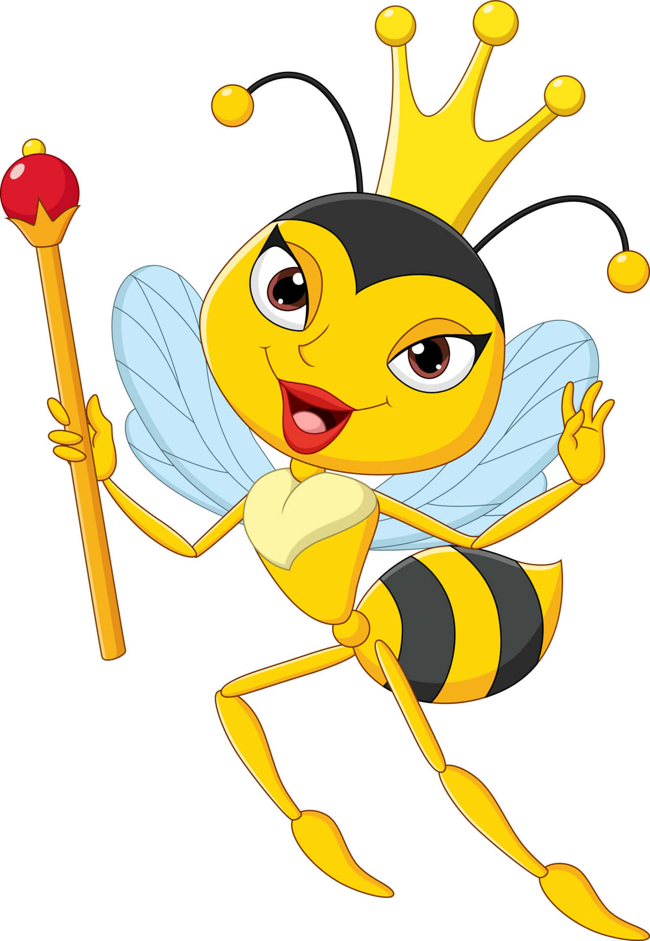 Queen Bee With Crown And Wand Cartoon Picture