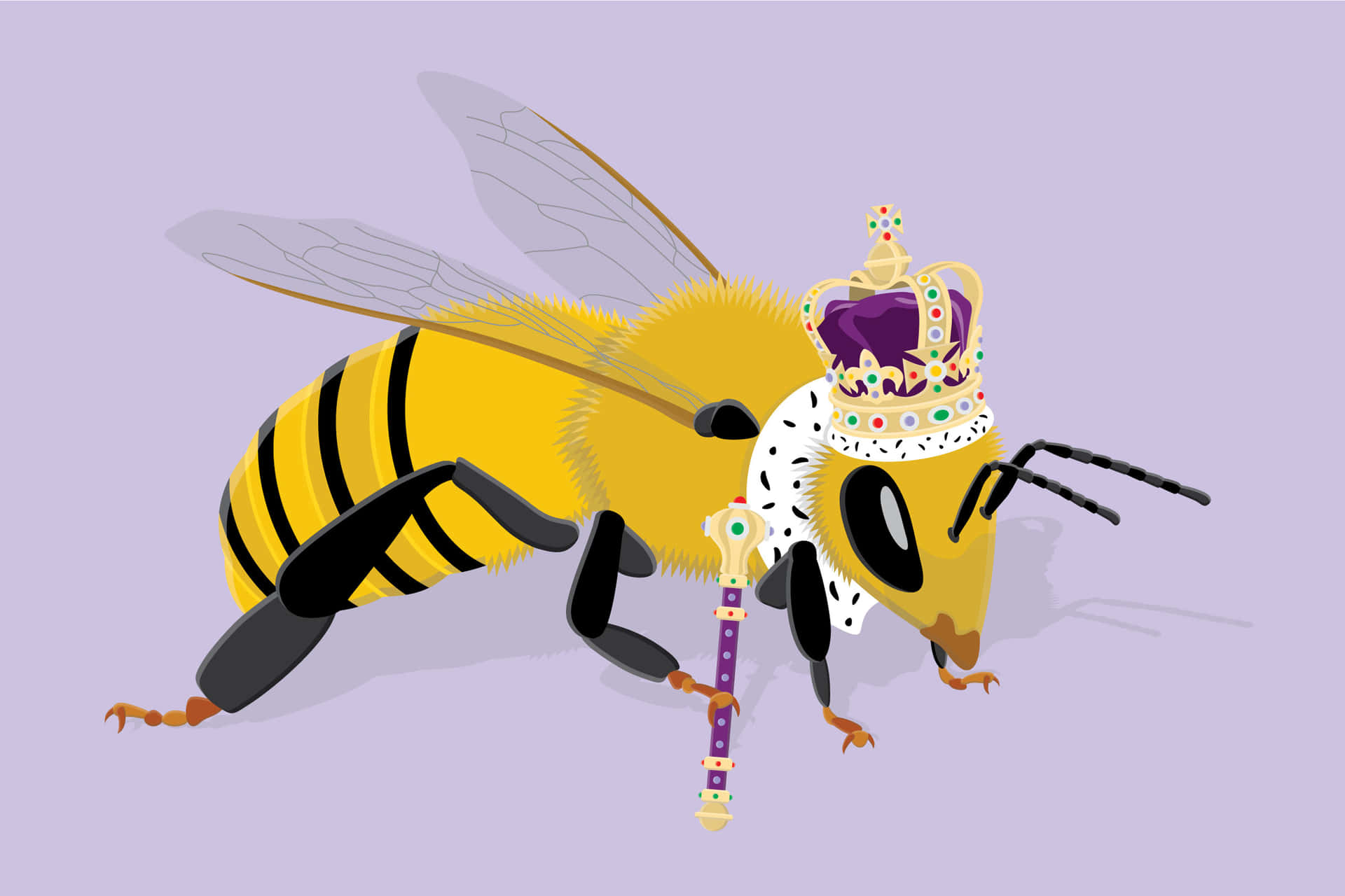 Queen Bee With Crown And Scepter Cartoon Picture
