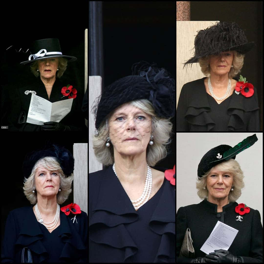 Dronning Camilla Poppy I Forskellige Outfits Pynt Denne Tapet Wallpaper