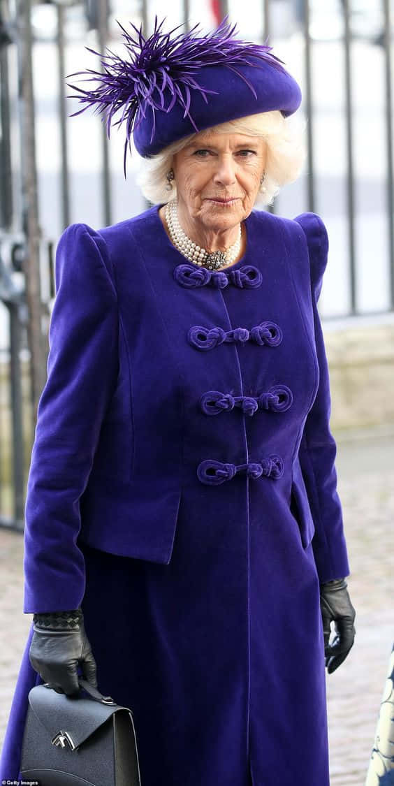 Dronning Camilla med sort taske Wallpaper