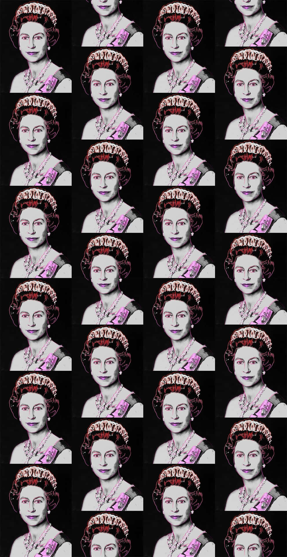 A portrait of Queen Elizabeth II in a royal blue ensemble
