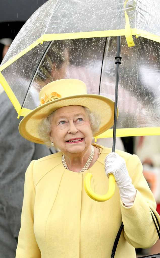 Queen Elizabeth Holding An Umbrella Wallpaper