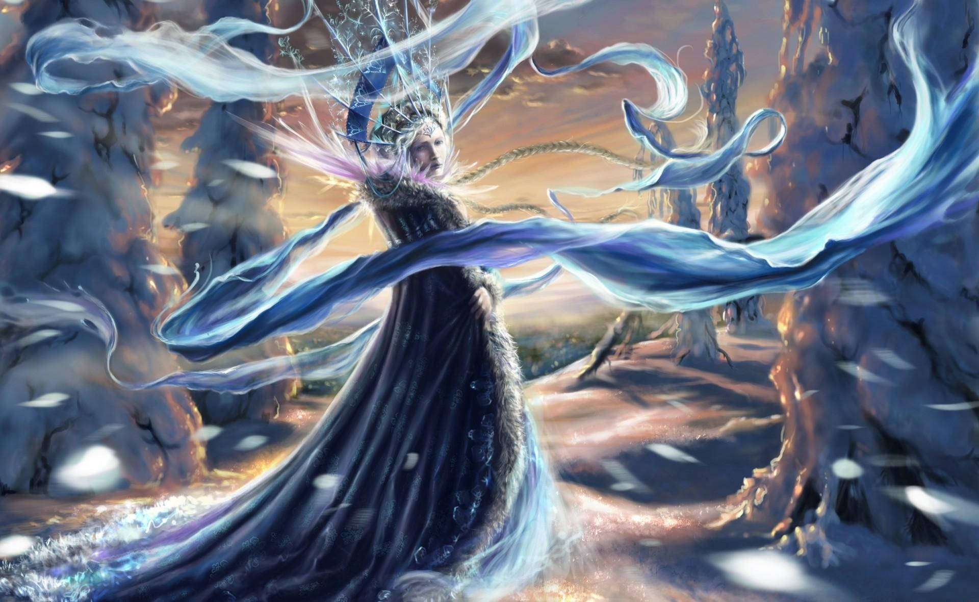 Queen In The Winter Cold Forest Wallpaper