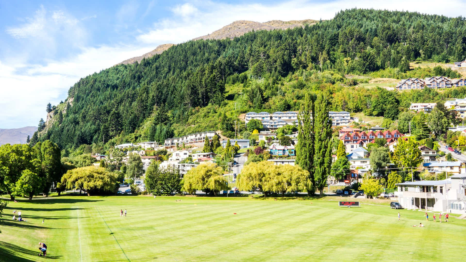 Queenstown New Zealand Cricket Ground Scenic View Wallpaper