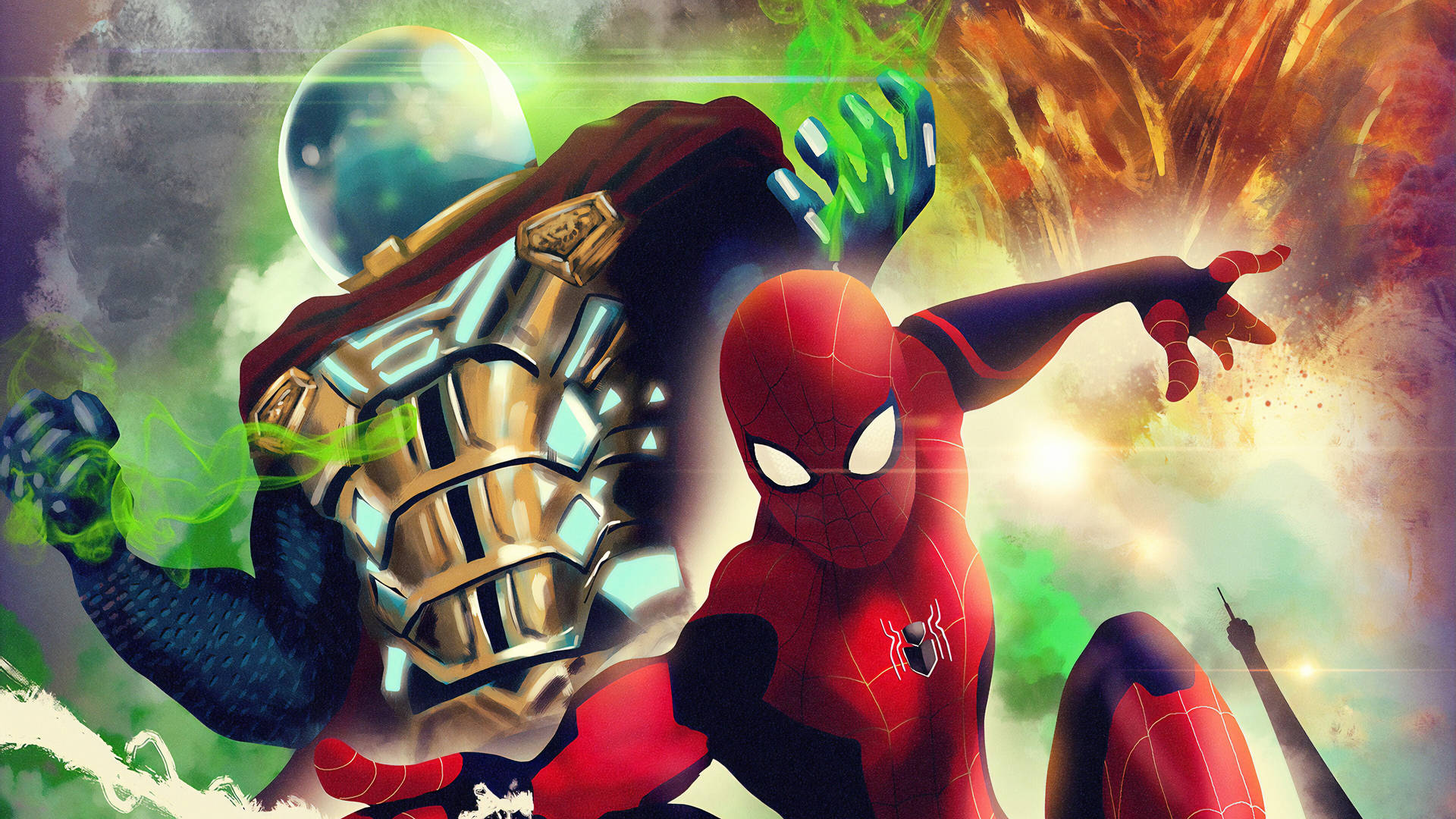 Quentin Beck Mysterio And Spider-Man Wallpaper