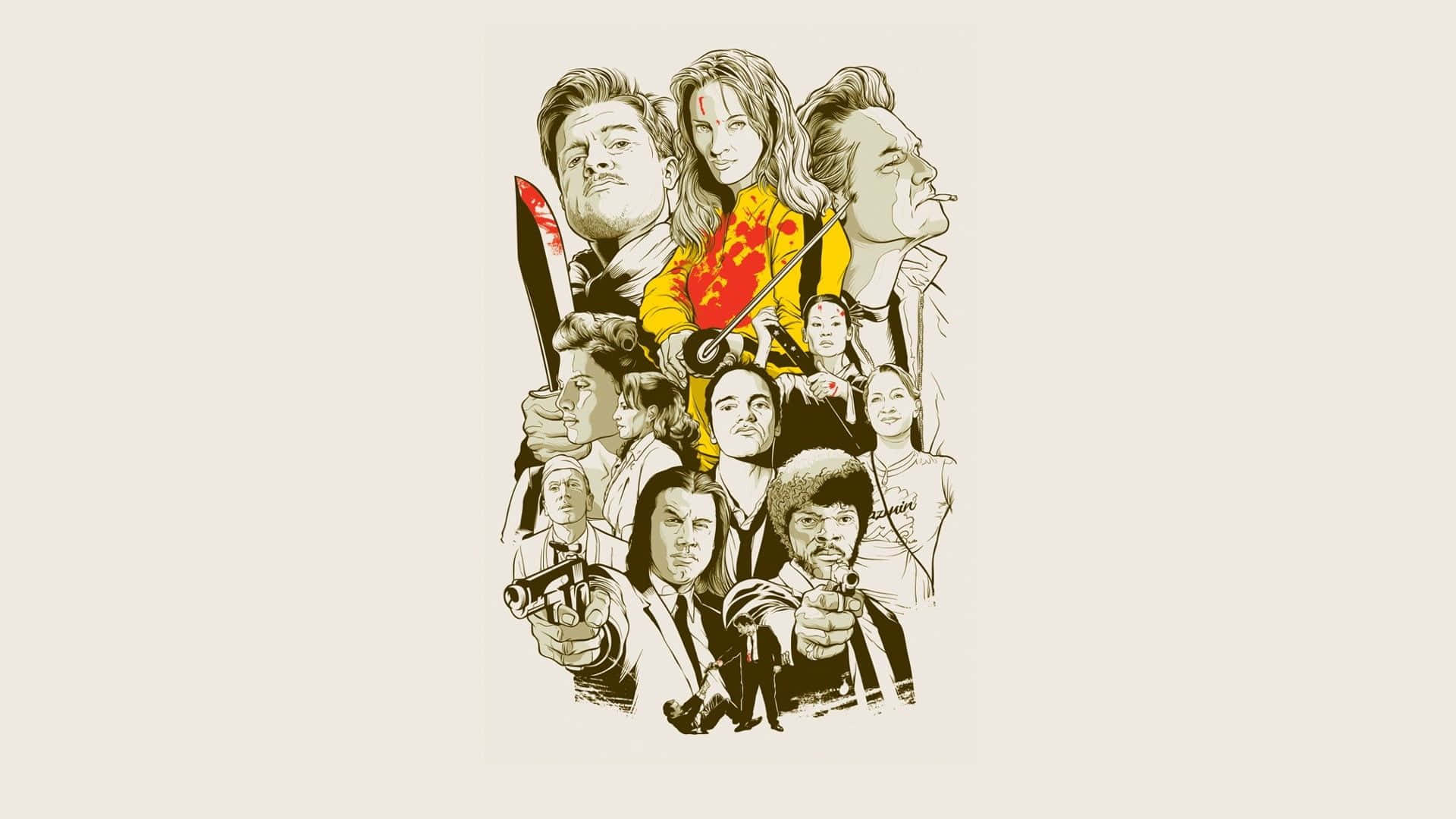 Quentin Tarantino Movie Characters Collage Wallpaper