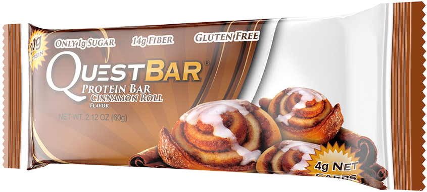 Quest Bar Cinnamon Roll Protein Bar PNG