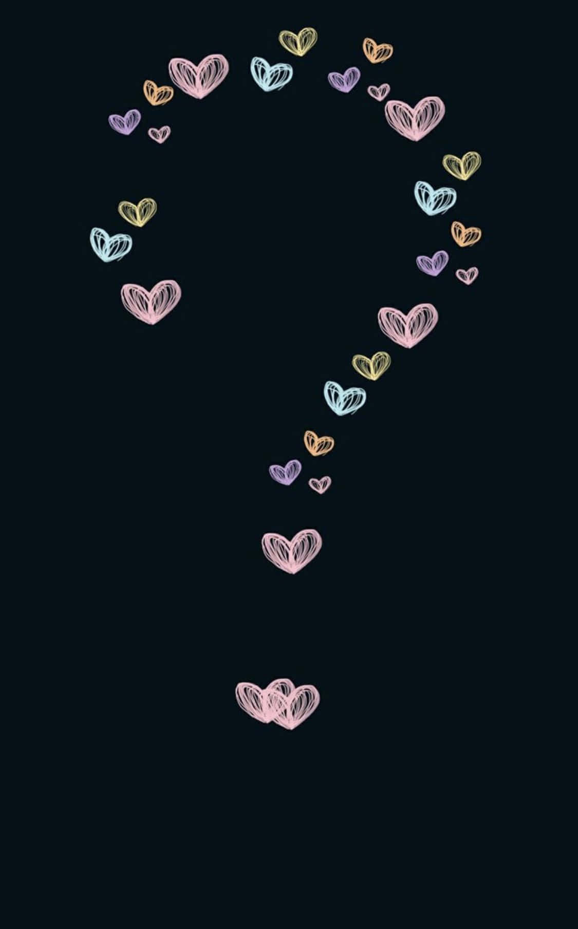 A Black Background With Hearts In The Shape Of A Question Mark