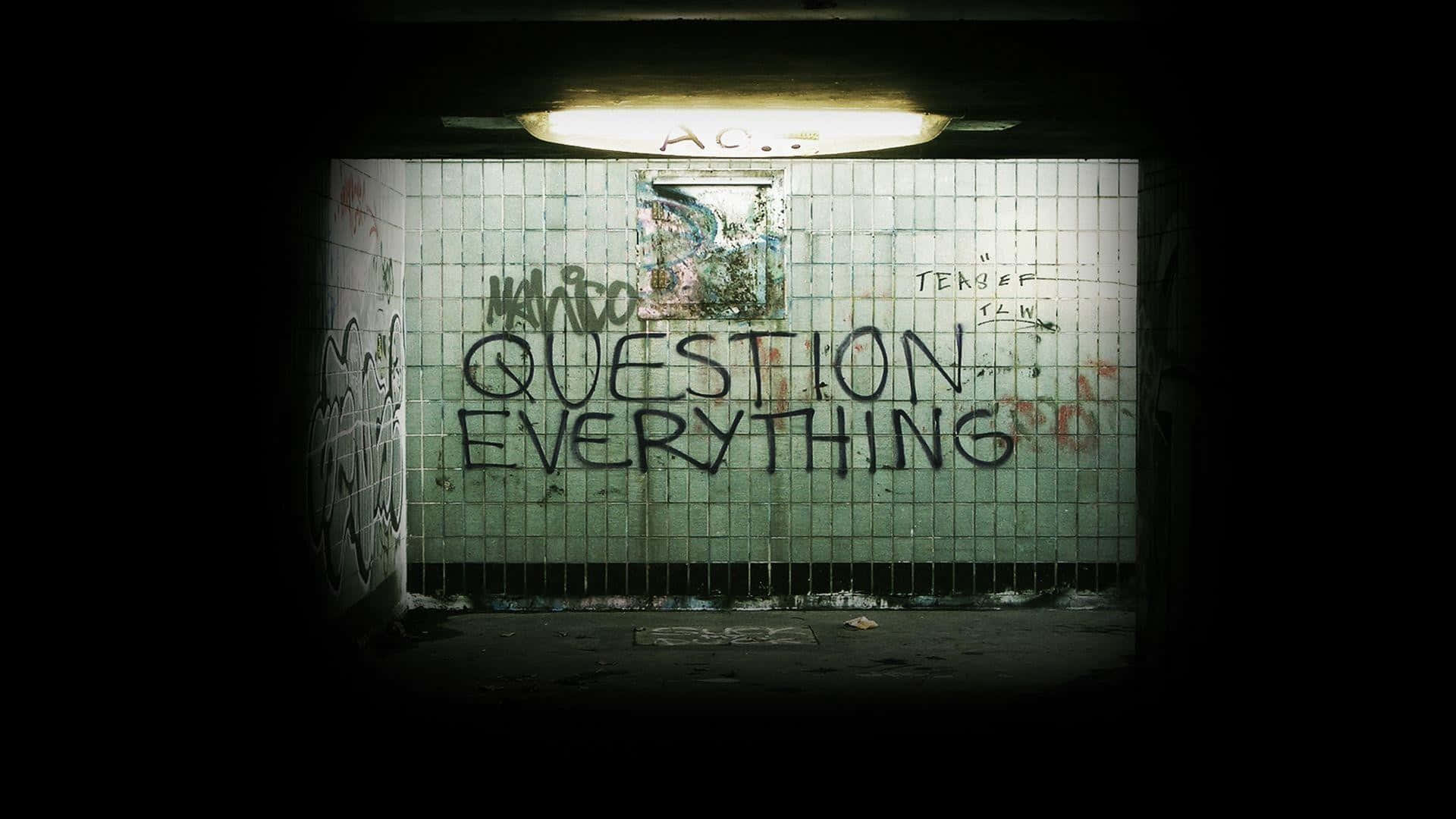 Question Everything Underpass Graffiti Wallpaper