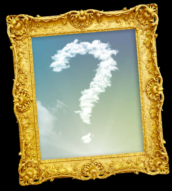 Question Mark Cloudin Gold Frame PNG