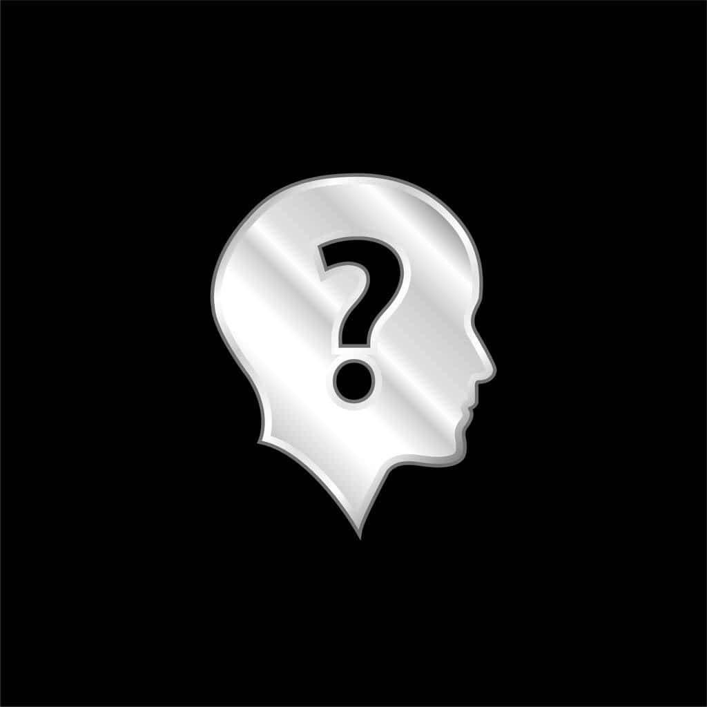 Digital Illustration of a Silver Question Mark Silhouette Inside a Human Head Wallpaper