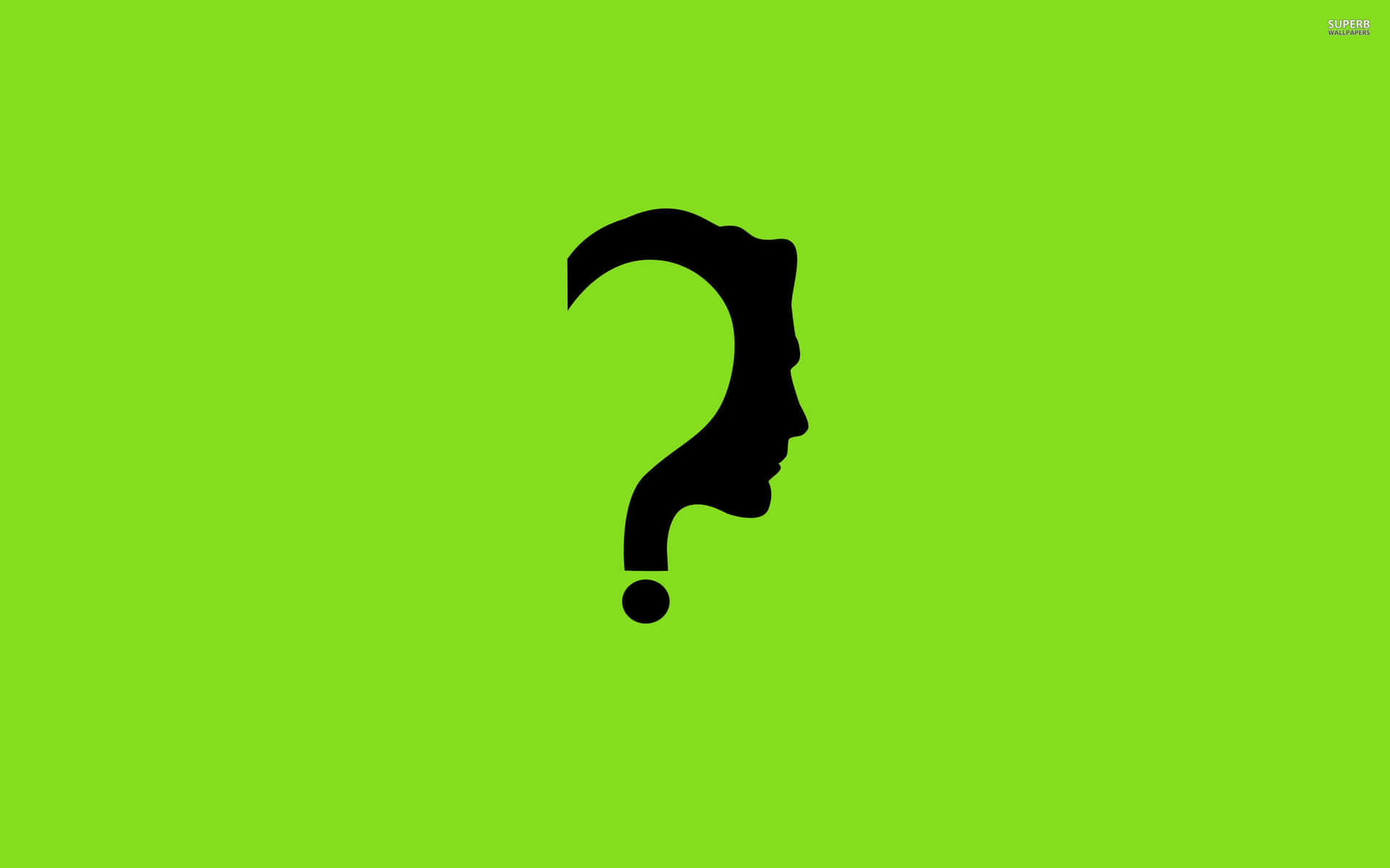 Eineschwarze Silhouette Einer Person Mit Einem Fragezeichen Auf Grünem Hintergrund.