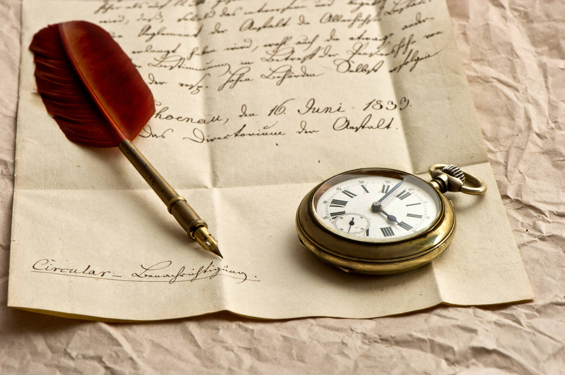 Quill Pen Letter And Watch Wallpaper