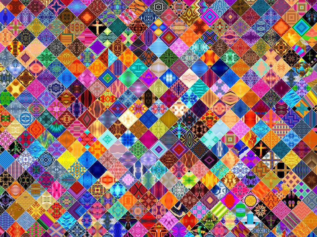 A Close Up of a Colorful Quilt Wallpaper