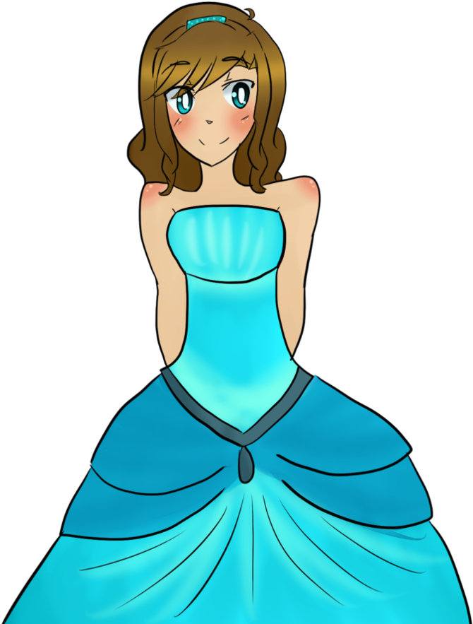 Quinceanera Blue Dress Cartoon PNG