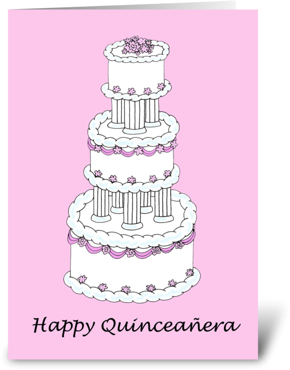 Quinceanera Celebration Cake Card PNG