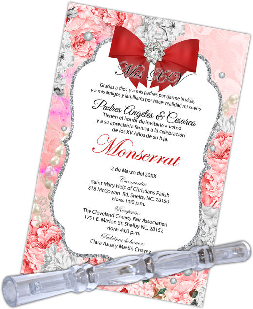 Quinceanera Invitation Card Monserrat PNG