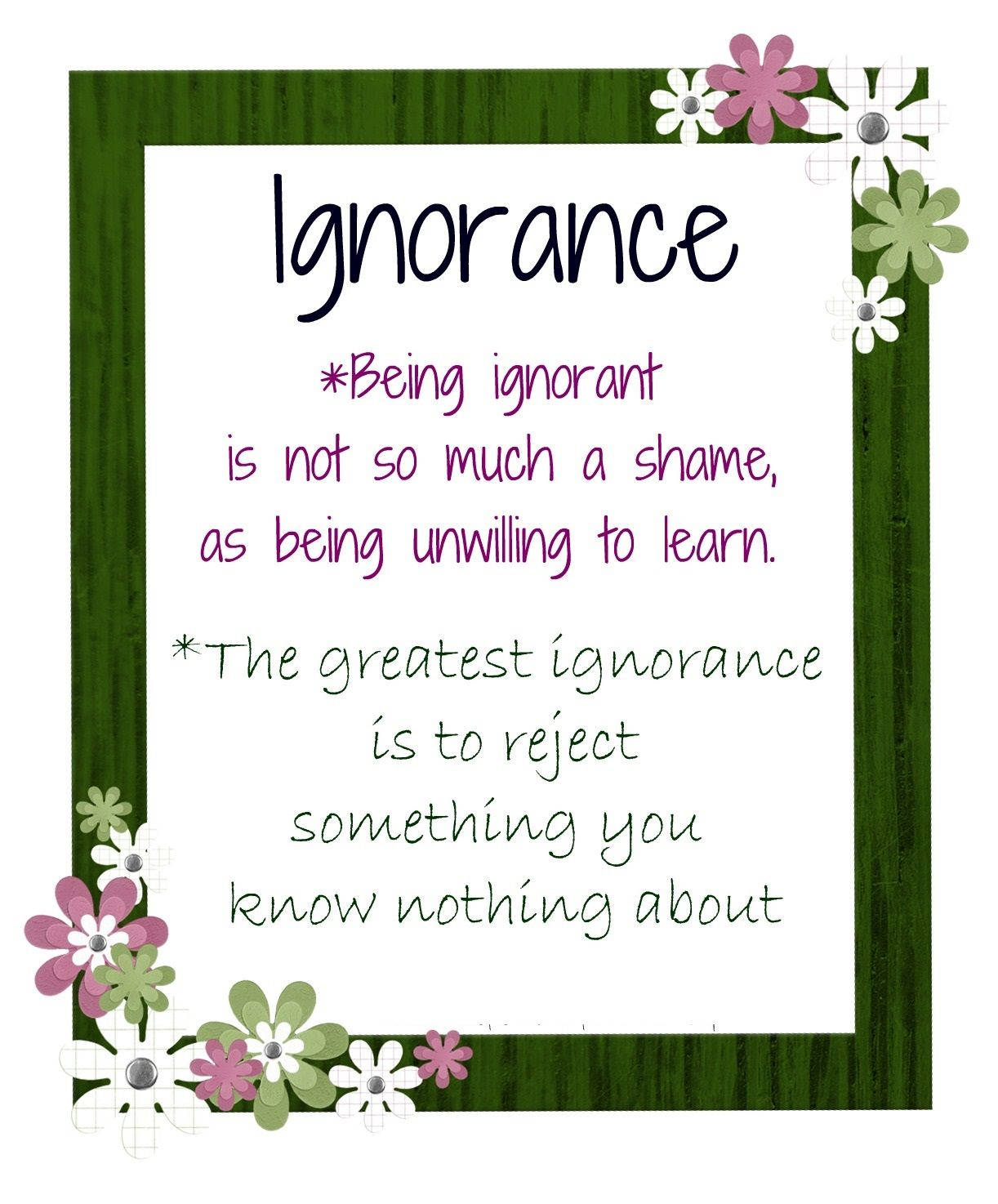 Quotation On Being Ignorant Wallpaper