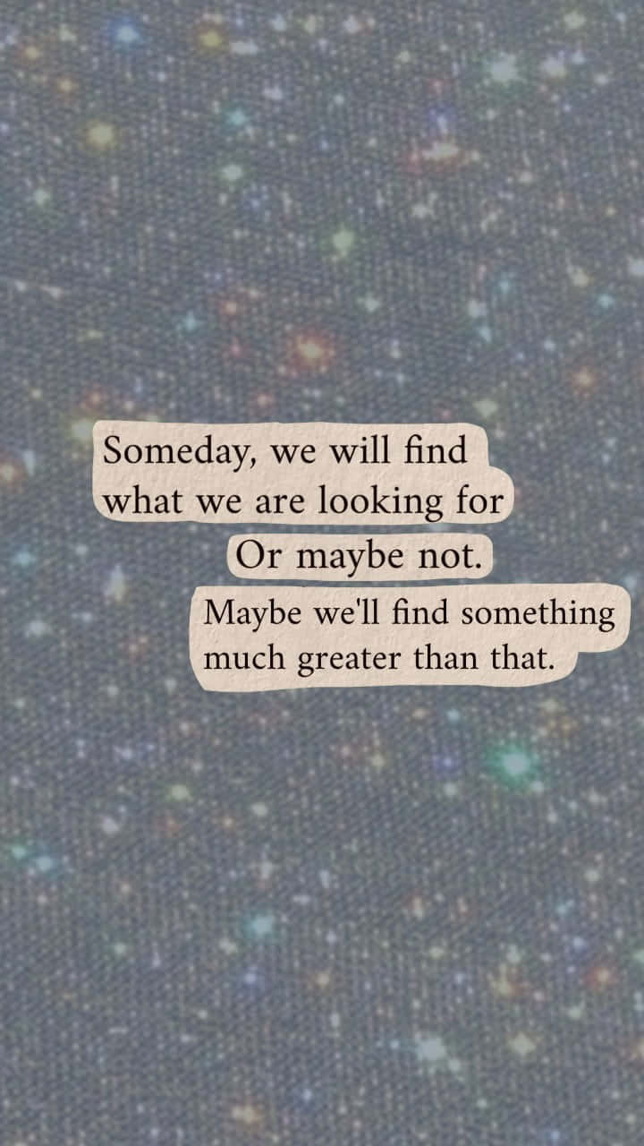 Someday We Will Find What We Are Looking For