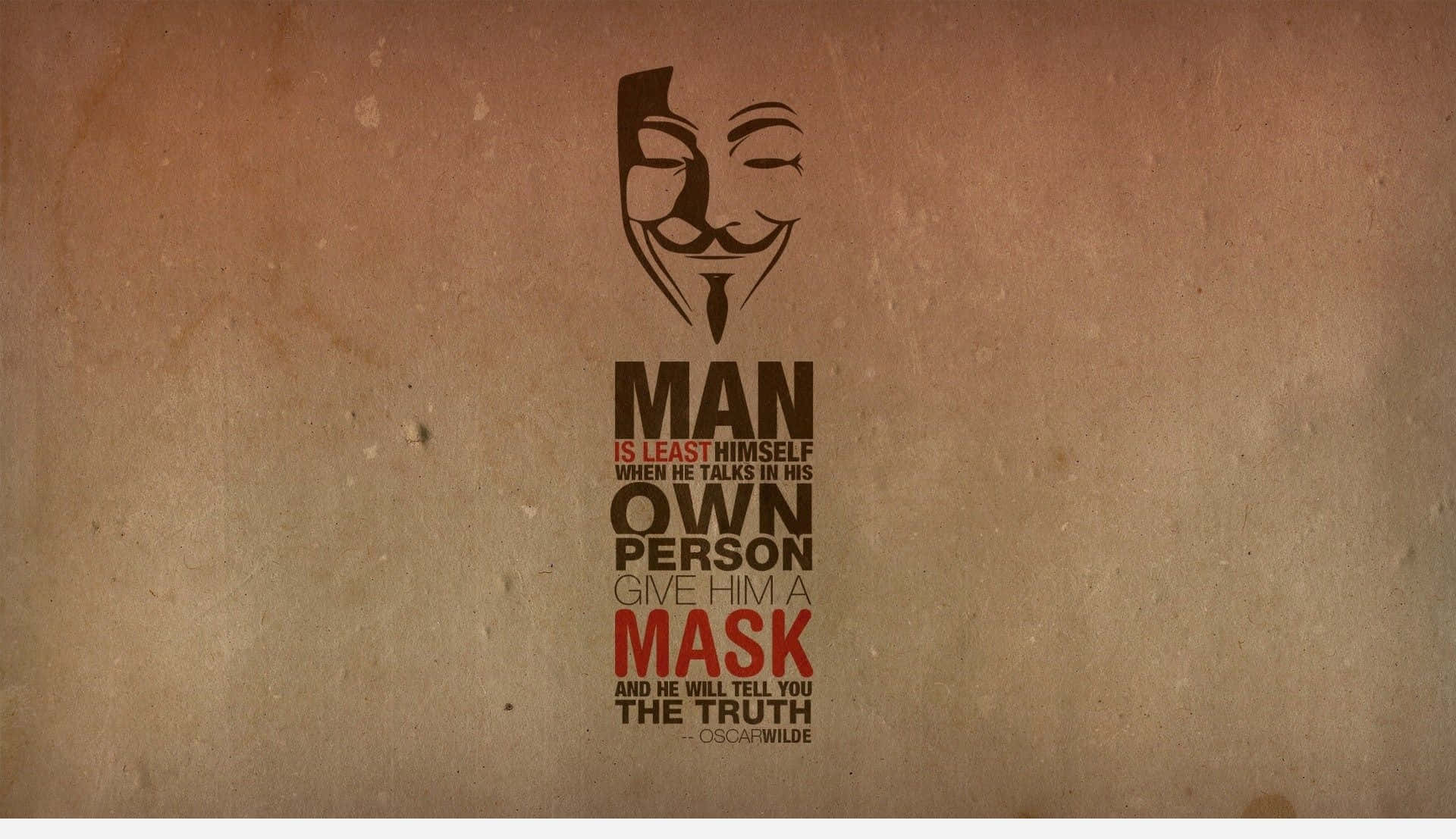 Et plakat med ordene mand er sin egen person skjule sandheden. Wallpaper