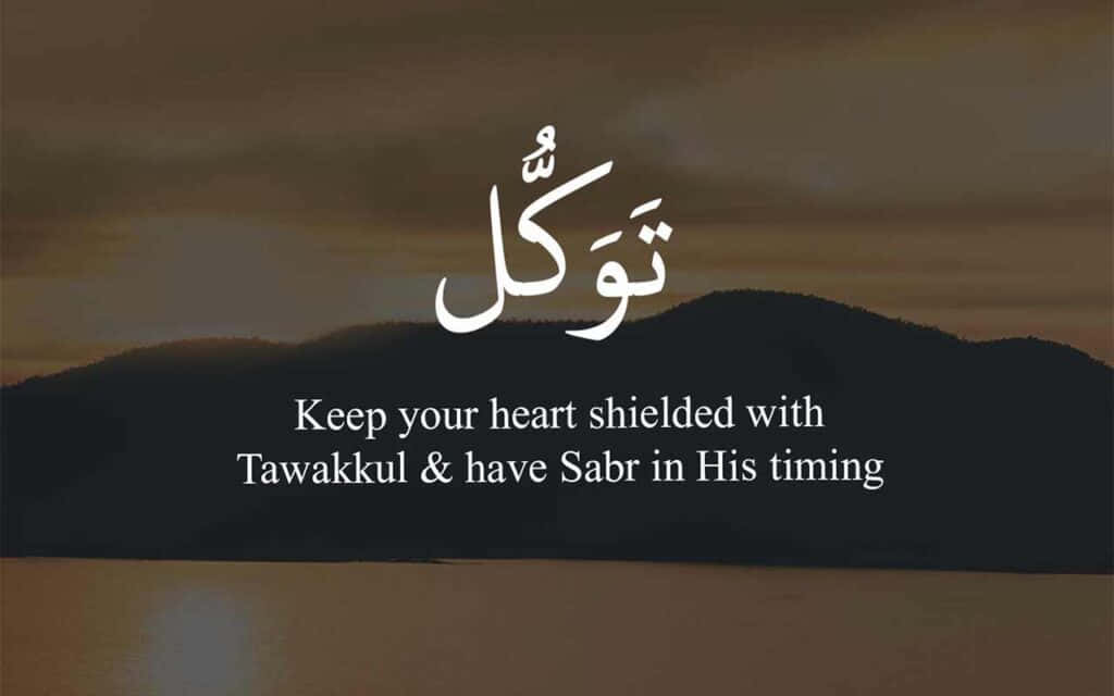 En solnedgang med ordene hold dit hjerte skjult med taqiyah og nyd hans tid. Wallpaper