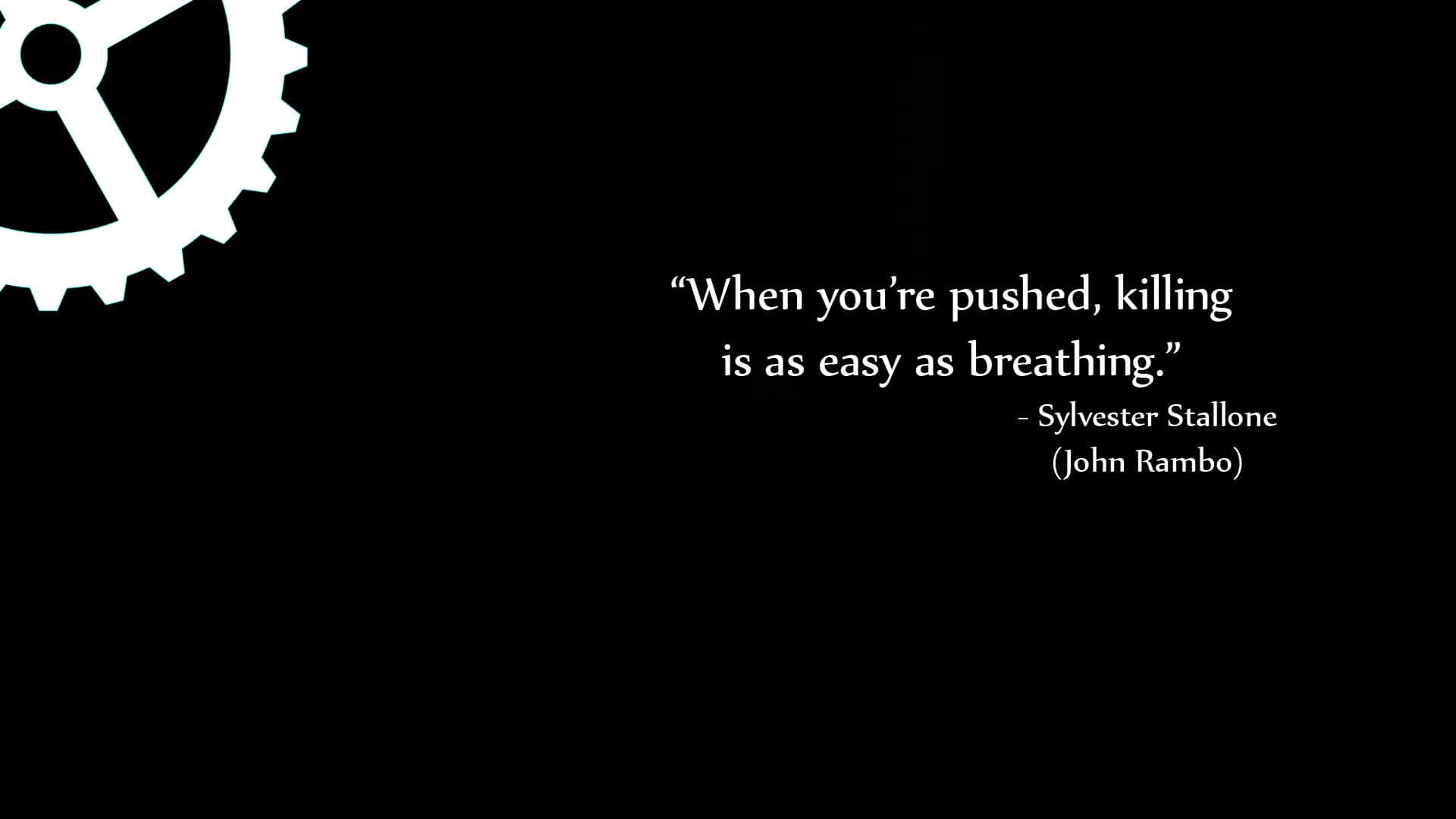 Et sort baggrundsbillede med en citat der siger når du er klar er dræbning nemt, åndedræt Wallpaper