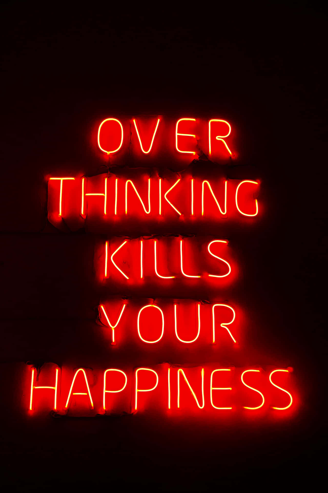 Over Thinking Kills Your Happiness Neon Sign Wallpaper