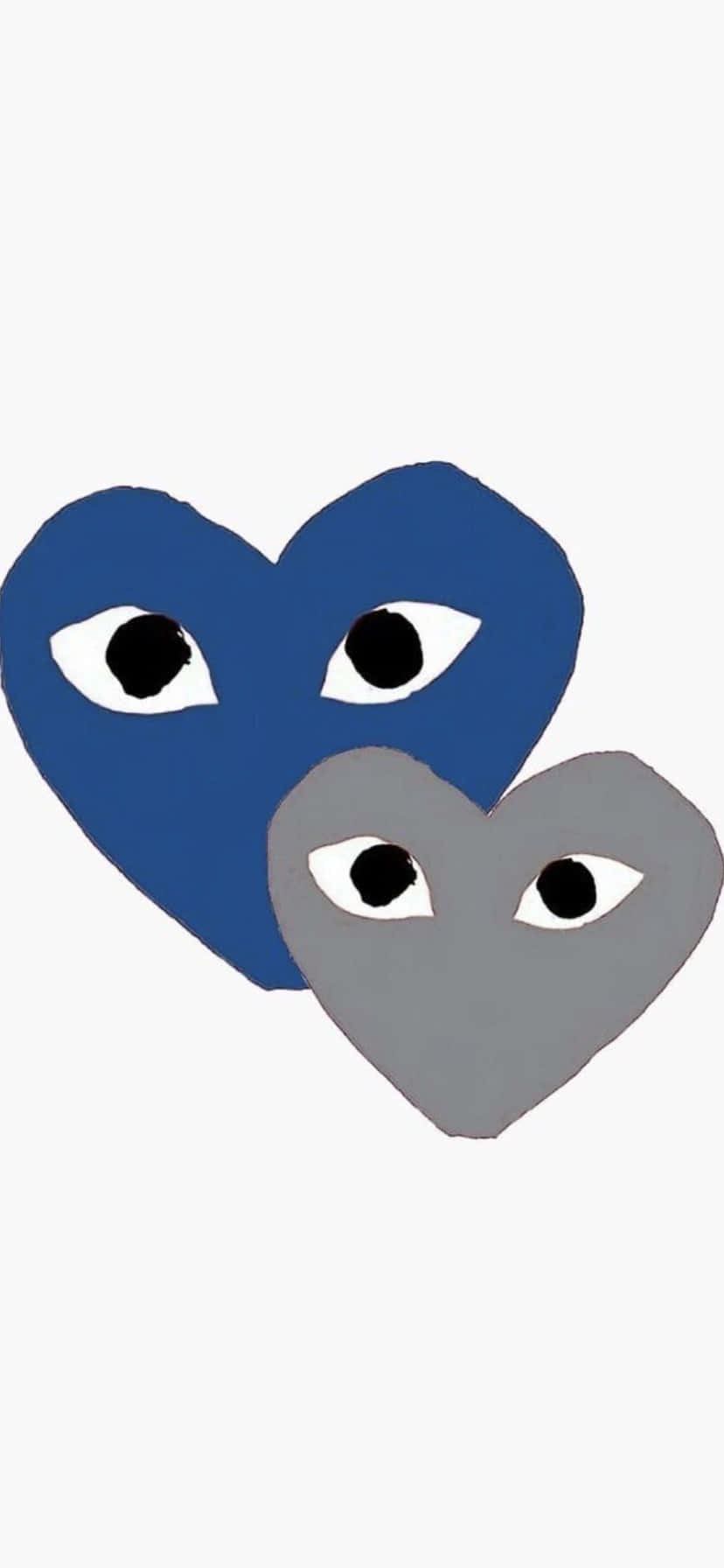 Tvåblå Och Grå Hjärtan Med Ögon Wallpaper
