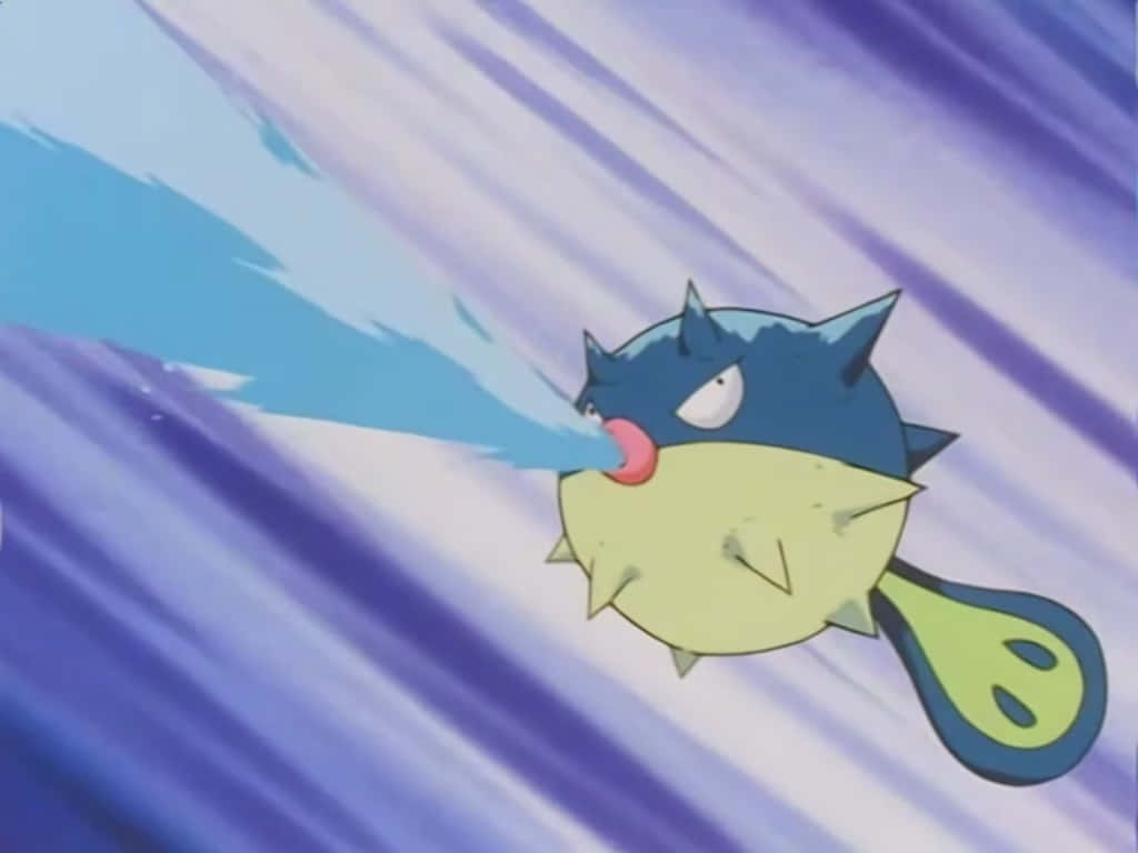 Qwilfish i animeen angriber Gengar som væggpapir. Wallpaper