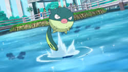 Qwilfish Leaping From The Water Wallpaper