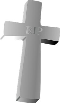 R I P Engraved Tombstone Cross PNG
