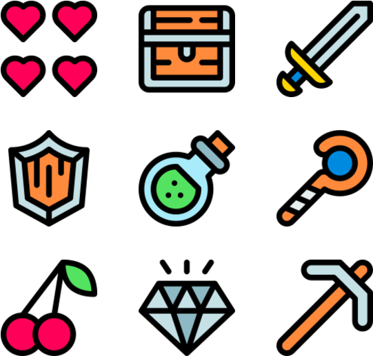 R P G Game Icons Set PNG