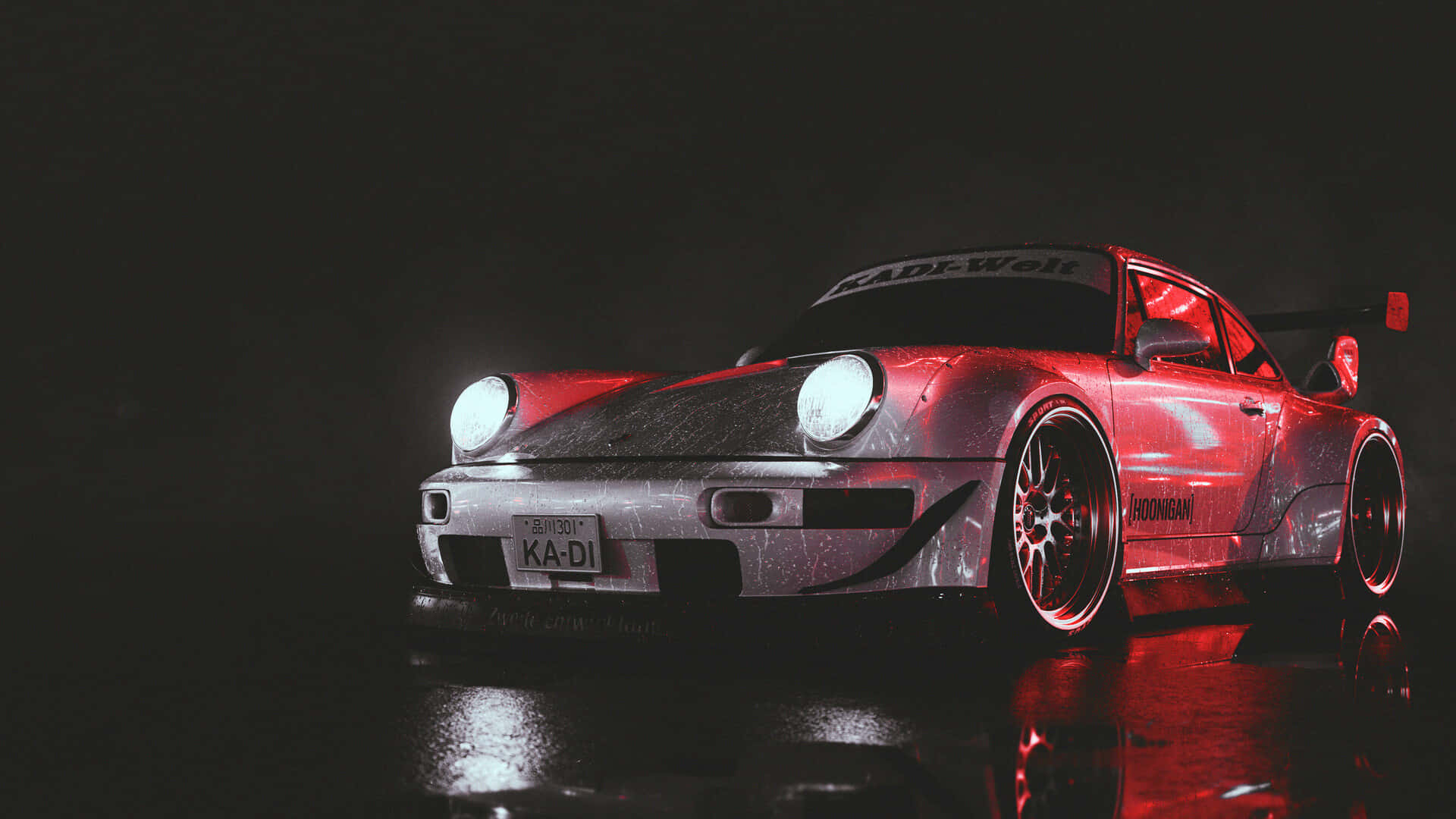 R W B Porschein Rainy Night Wallpaper